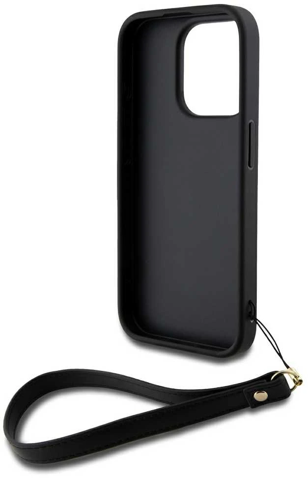 Apple iPhone 14 Pro Max DKNY Hardcase Wrist Strap Stock Logo (DKHCP14XPBSWSK) dėklas telefonui juodos spalvos