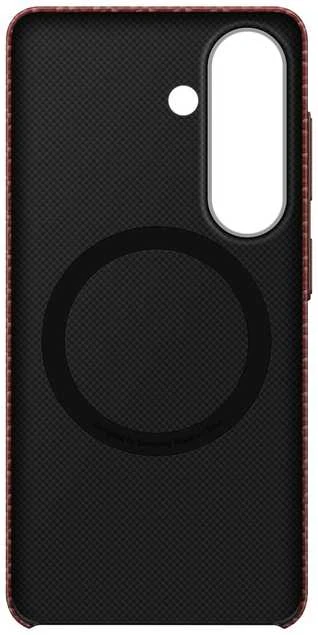 KS942SR anglies pluošto magnetinis dėklas „Samsung Galaxy S26“, koralų spalvos, raudonas