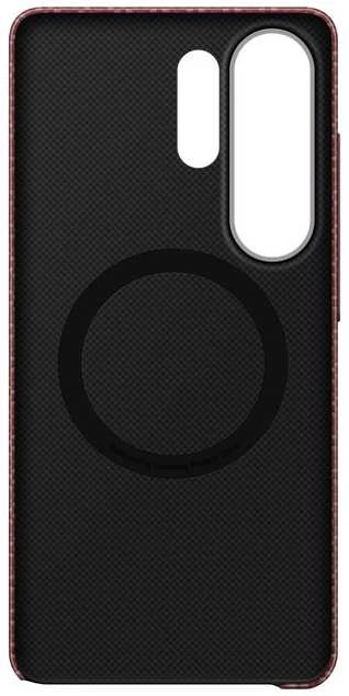 KS948SR anglies pluošto magnetinis dėklas „Samsung Galaxy S26 Ultra“, koralų spalvos, raudonas