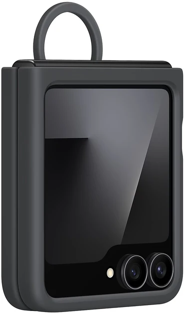 Dėklas EF-PF741TBE Samsung Silicone Cover with Ring for Galaxy Z Flip 6/7 FE Juodas (Damaged Package) (Pažeista pakuotė)
