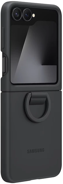 Dėklas EF-PF741TBE Samsung Silicone Cover with Ring for Galaxy Z Flip 6/7 FE Juodas (Damaged Package) (Pažeista pakuotė)
