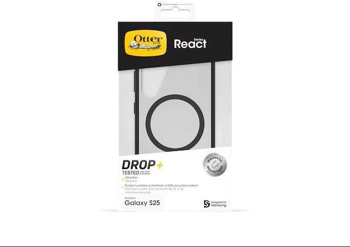 112803 Samsung Otterbox React Magnet Galaxy S25 dėklas telefonui juodos spalvos