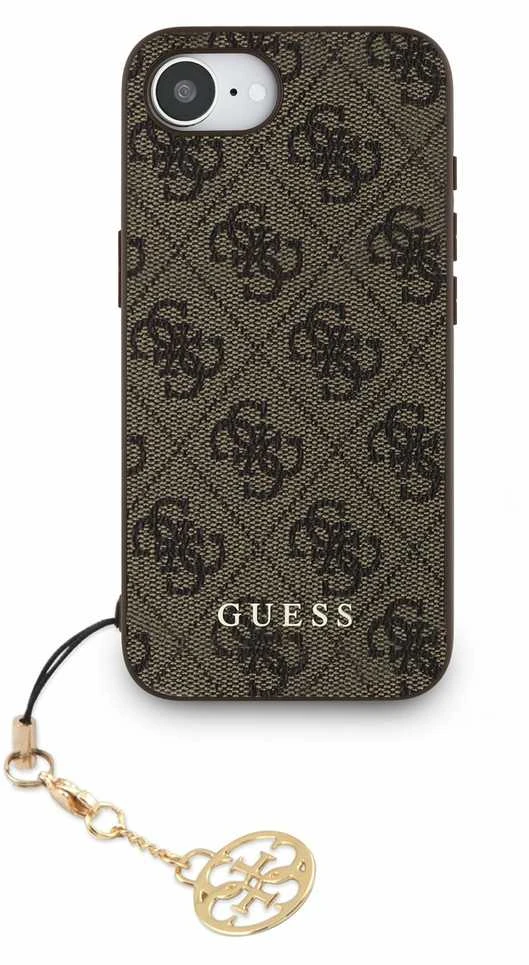 Guess 4G Charm dėklas skirtas Apple iPhone 16e Tone on Tone Brown