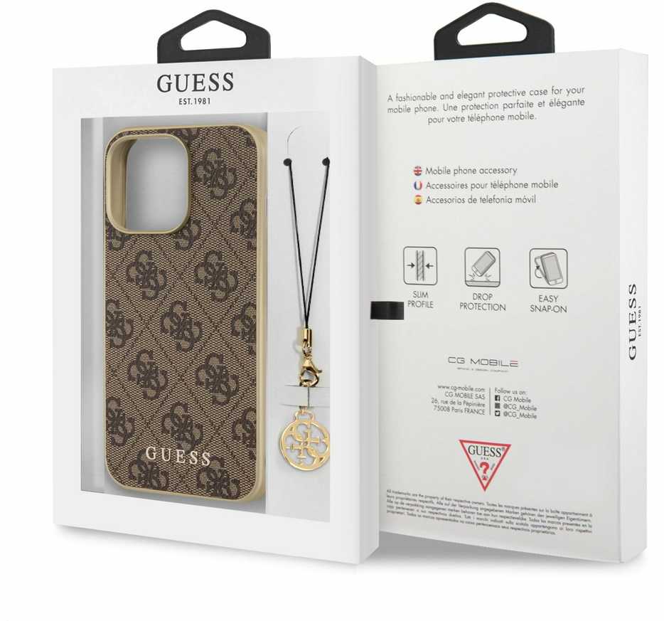 Dėklas Cg Mobile France GUHCP13LGF4GBR Guess 4G Charms Zadní Kryt pro iPhone 13 Pro Brown (ruda)