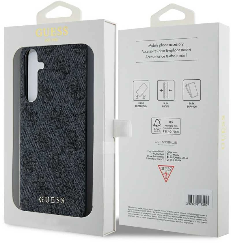 Guess GUHCSA35GF4GGR A35 A356 juodos spalvos kietas dėklas 4G Charms Collection