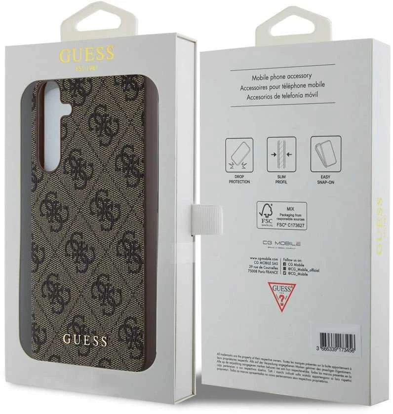 Samsung Galaxy A35 5G Guess dėklas 4G Charms Collection (GUHCSA35GF4GBR) rudos spalvos