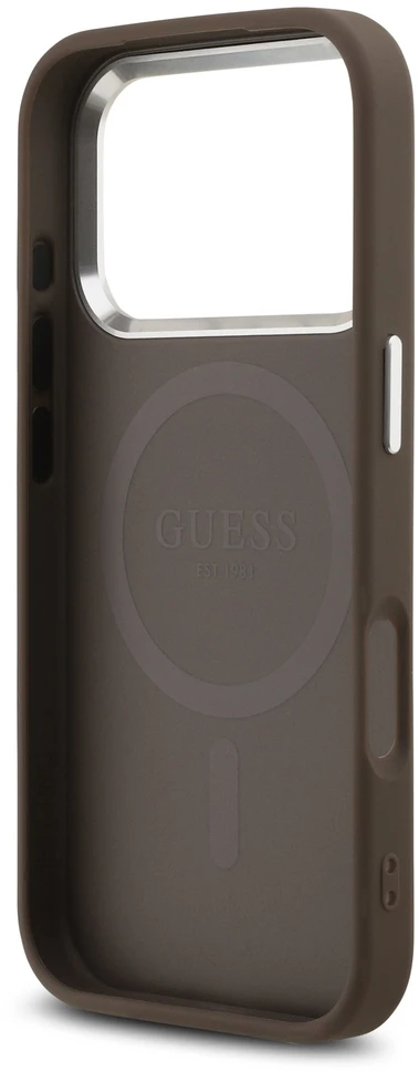 Guess 4G MagSafe dėklas skirtas Apple iPhone 17 Pro rudos spalvos