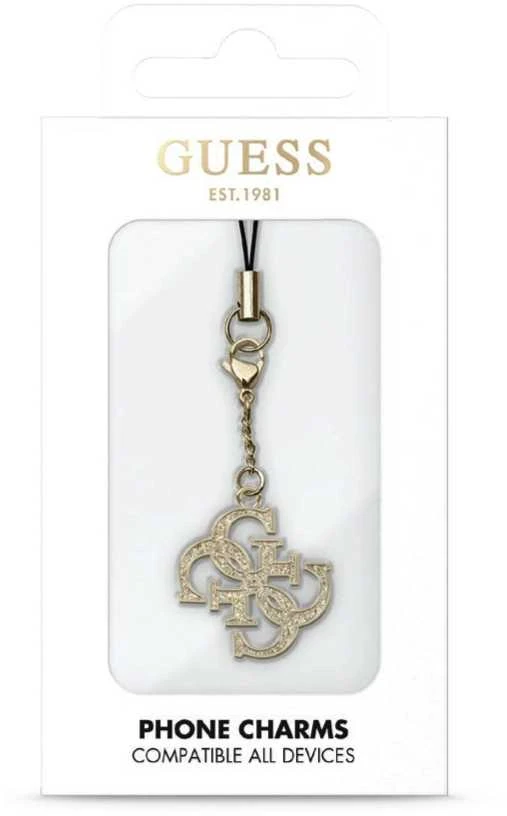 Dėklas Guess pakabukas GUCPM4GID telefono dirželis 4G Glitter Charm