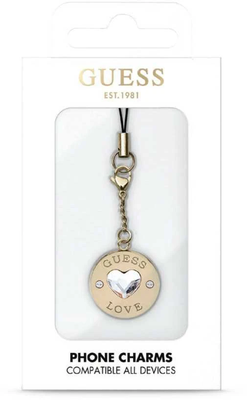 Guess GUCPMHGLD virvelė telefonui Heart Diamond Charm with Rhinestones