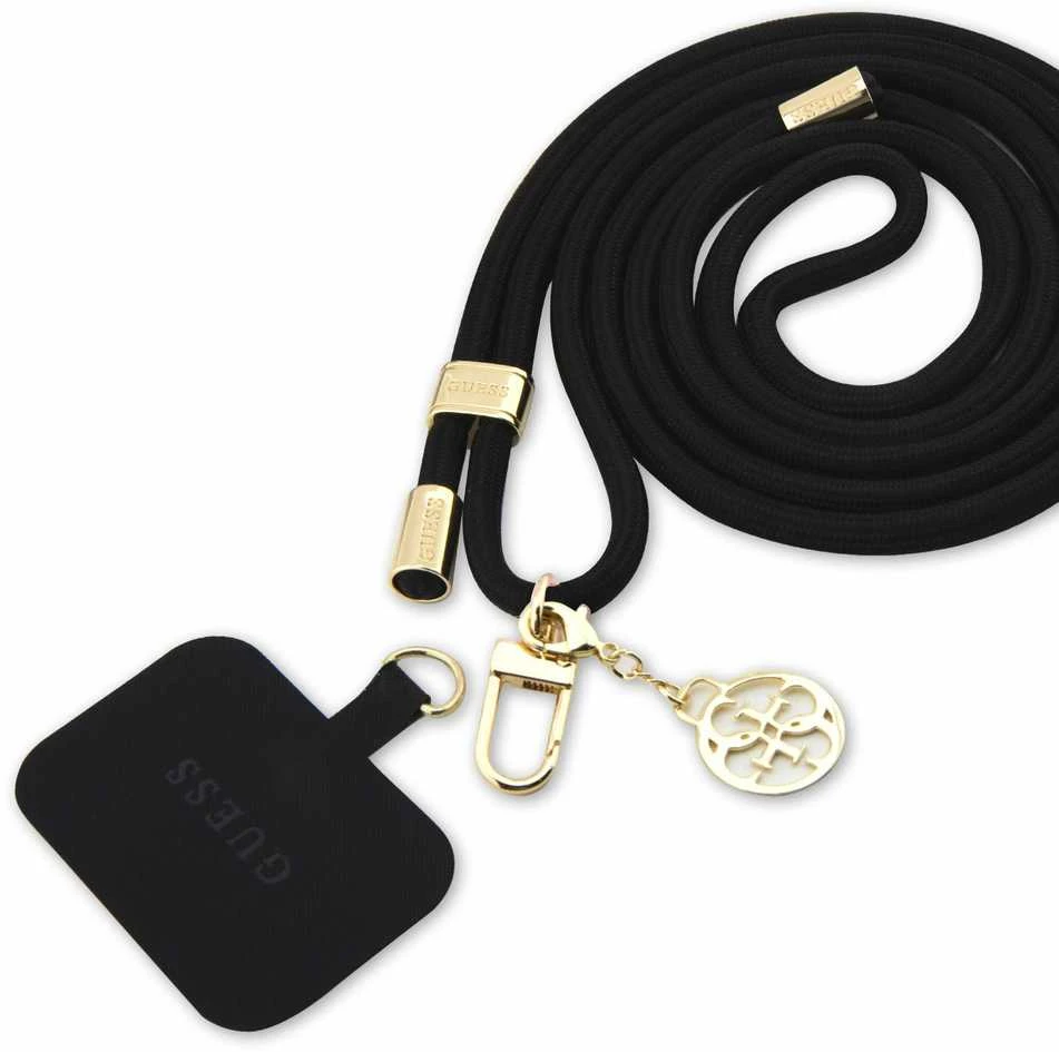 Guess GUOUCNMG4EK Universal CBDY Cord Strap dėklas telefonui juodos spalvos Nylon 4G Metal Charm
