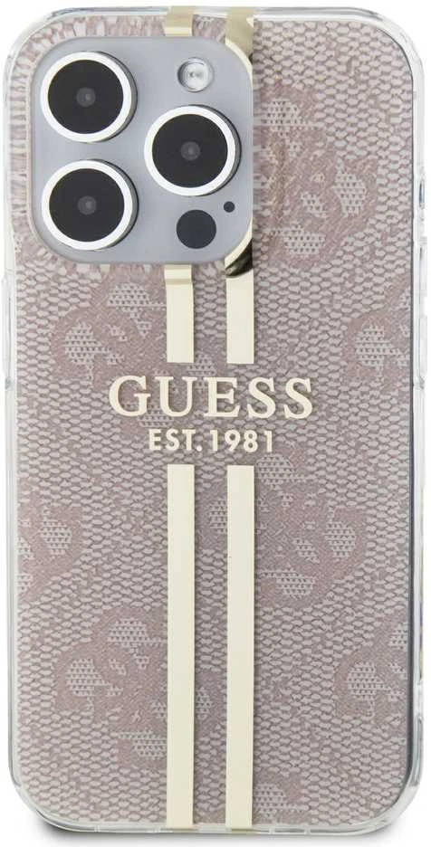 Dėklas GUESS GUHCP15LH4SGP IPHONE 15 PRO 6.1 "Rožinis/Rožinis HARDCASE IML 4G GOLD STRIPE