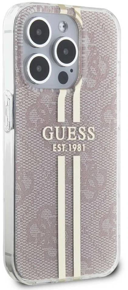 Dėklas GUESS GUHCP15LH4SGP IPHONE 15 PRO 6.1 "Rožinis/Rožinis HARDCASE IML 4G GOLD STRIPE