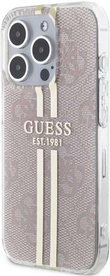 Dėklas GUESS GUHCP15LH4SGP IPHONE 15 PRO 6.1 "Rožinis/Rožinis HARDCASE IML 4G GOLD STRIPE