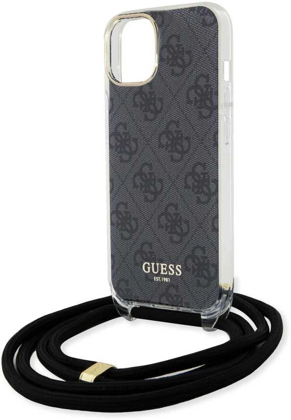 Dėklas GUESS GUHCP15SHC4SEK IPHONE 15/14/13 6.1 "Juodas / Juodas HARDCASE CROSSBODY CORD 4G PRINT