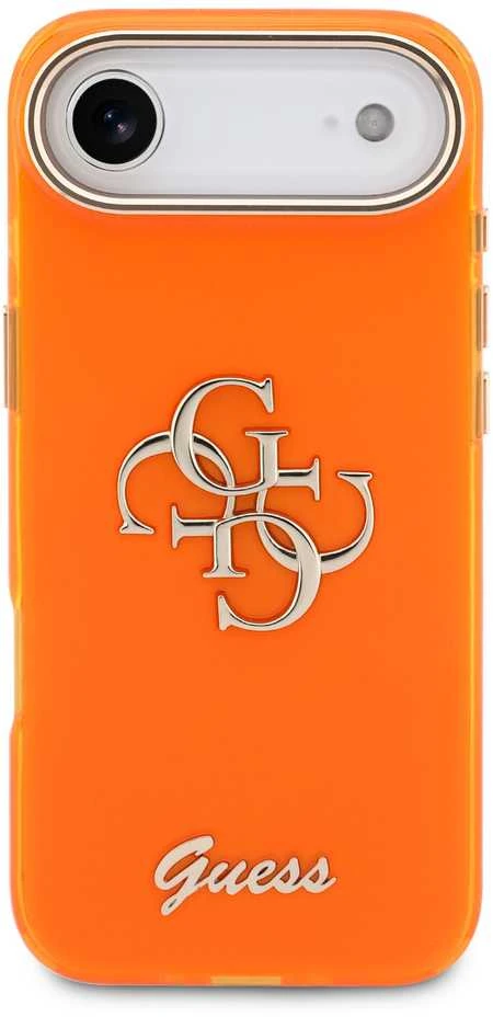 Guess IML 4G Script Metal Logo dėklas skirtas iPhone Air Oranžinis