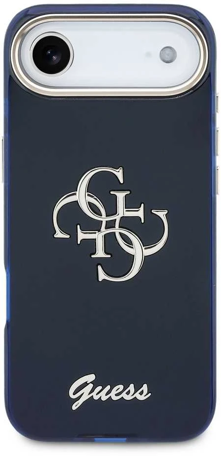 Guess IML 4G Script Metal Logo dėklas skirtas iPhone Air Mėlyna