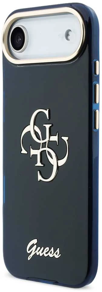 Guess IML 4G Script Metal Logo dėklas skirtas iPhone Air Mėlyna
