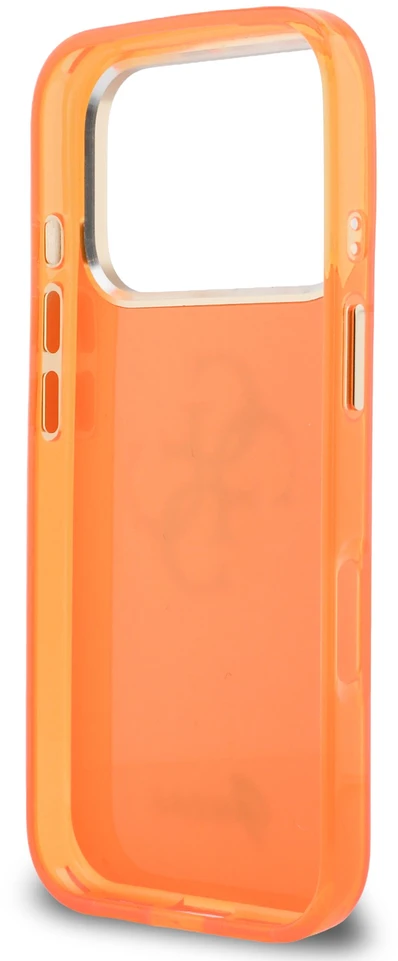 Guess IML 4G Script Metal Logo dėklas skirtas Apple iPhone 17 Pro Oranžinis