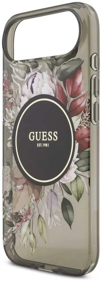 Guess IML Flowers Strap MagSafe dėklas skirtas Apple iPhone Air juodos spalvos