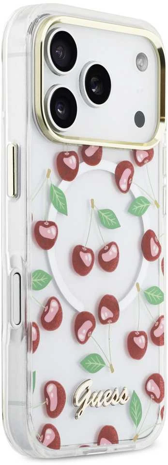 Guess IML Glitter Cherry MagSafe dėklas skirtas iPhone 17 Pro