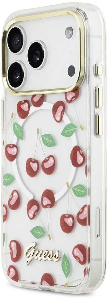 Guess IML Glitter Cherry MagSafe dėklas skirtas iPhone 17 Pro