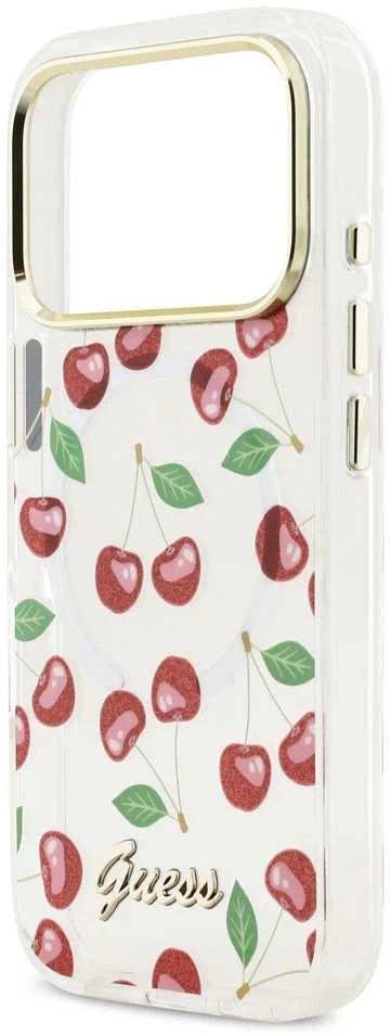 Guess IML Glitter Cherry MagSafe dėklas skirtas iPhone 17 Pro