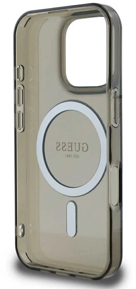 Guess GUHMP16LHFGEREK Apple iPhone 16 Pro 6.3" dėklas telefonui juodos spalvos IML Glitter Circle MagSafe