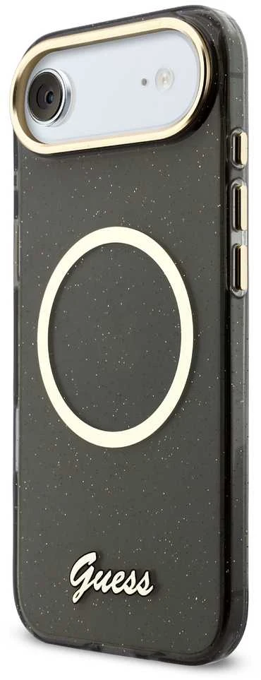 Guess IML Glitter Script Strap MagSafe dėklas skirtas iPhone Air Juodas