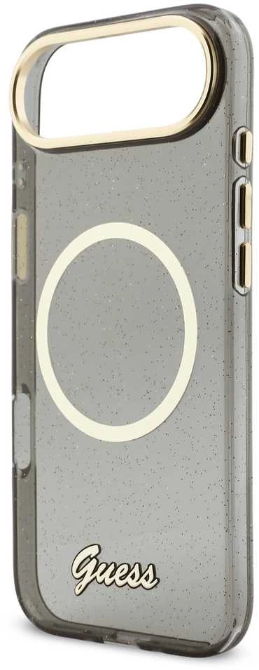 Guess IML Glitter Script Strap MagSafe dėklas skirtas iPhone Air Juodas