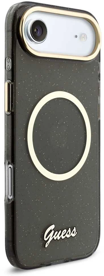 Guess IML Glitter Script Strap MagSafe dėklas skirtas iPhone Air Juodas