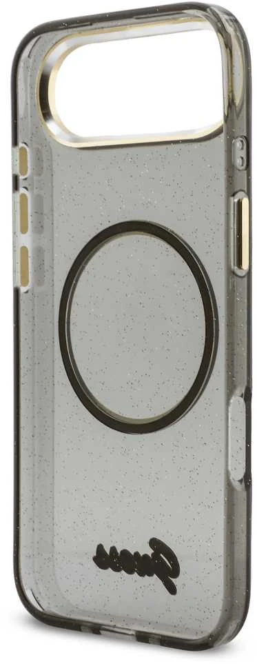 Guess IML Glitter Script Strap MagSafe dėklas skirtas iPhone Air Juodas