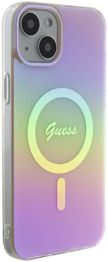 „Guess IML Iridescent MagSafe“ dėklas – Apple iPhone 15 dėklas, rausvas