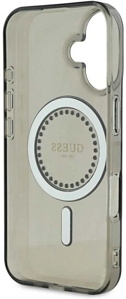 Guess IML Rhinestones MagSafe Apple iPhone 16 – dėklas telefonui juodos spalvos