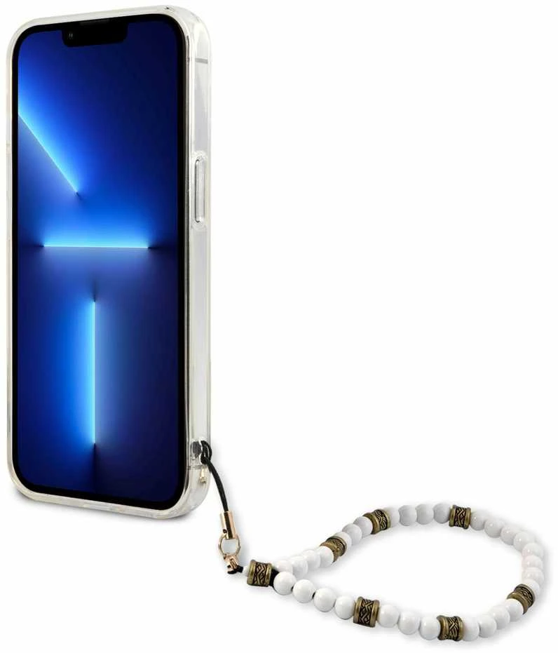 Guess GUHCP13LKPSWH iPhone 13 Pro / 13 6,1" skaidrus kietas dėklas Baltas Pearl