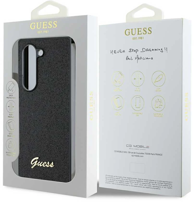 Dėklas Guess GUHCZFD6HGGSHK Z Fold6 F956 juodos spalvos 4G Glitter Script