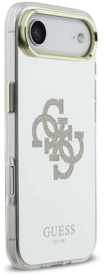 Guess PC/TPU Mirror 4G Glitter Logo MagSafe dėklas skirtas Apple iPhone Air Gold