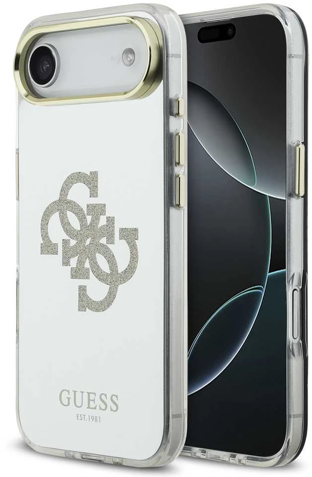 Guess PC/TPU Mirror 4G Glitter Logo MagSafe dėklas skirtas Apple iPhone Air Gold