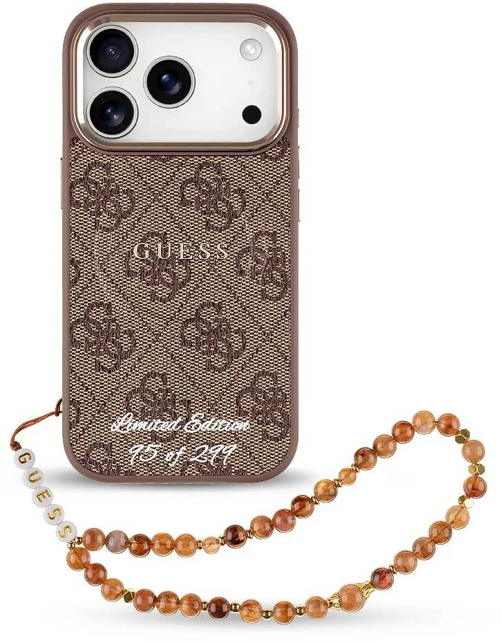 Guess PU 4G MagSafe Strap Limited Edition of 299 dėklas skirtas Apple iPhone 17 Pro rudos spalvos