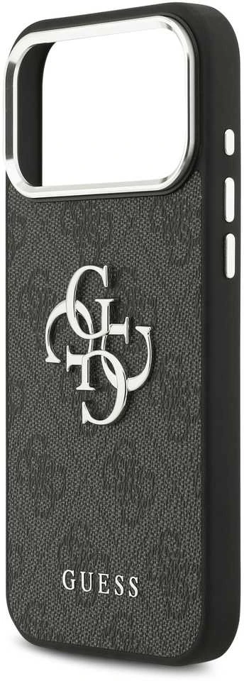 Dėklas GUESS case for IPHONE 17 Pro Max GUHCP17XP4G4SMCK (PU W/ Big 4G Classic Logo) sidabrinis juodas
