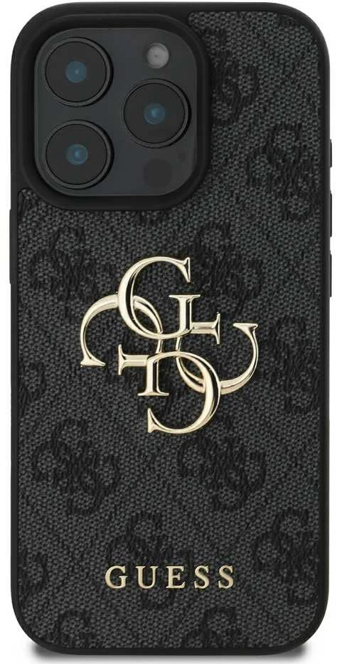 GUESS dėklas skirtas Apple iPhone 16 Pro Max GUHCP16X4GMGGR (4G PU Big Logo) juodos spalvos