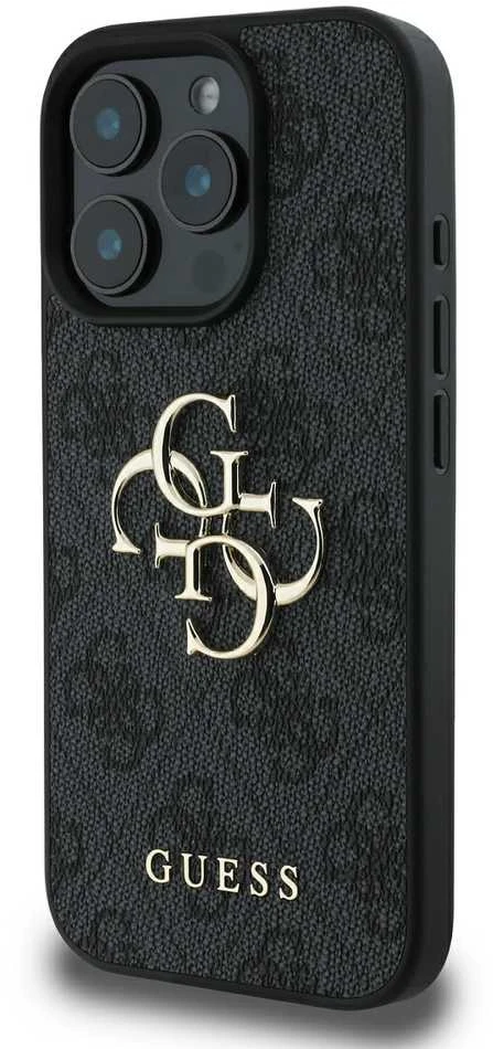 GUESS dėklas skirtas Apple iPhone 16 Pro Max GUHCP16X4GMGGR (4G PU Big Logo) juodos spalvos