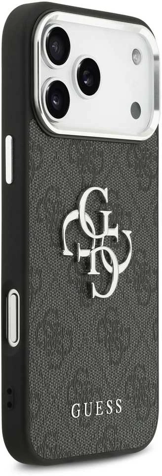 Dėklas GUESS case for IPHONE 17 Pro Max GUHCP17XP4G4SMCK (PU W/ Big 4G Classic Logo) sidabrinis juodas