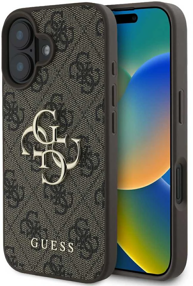 Guess 4G Big Logo Apple iPhone 16 – dėklas telefonui rudos spalvos