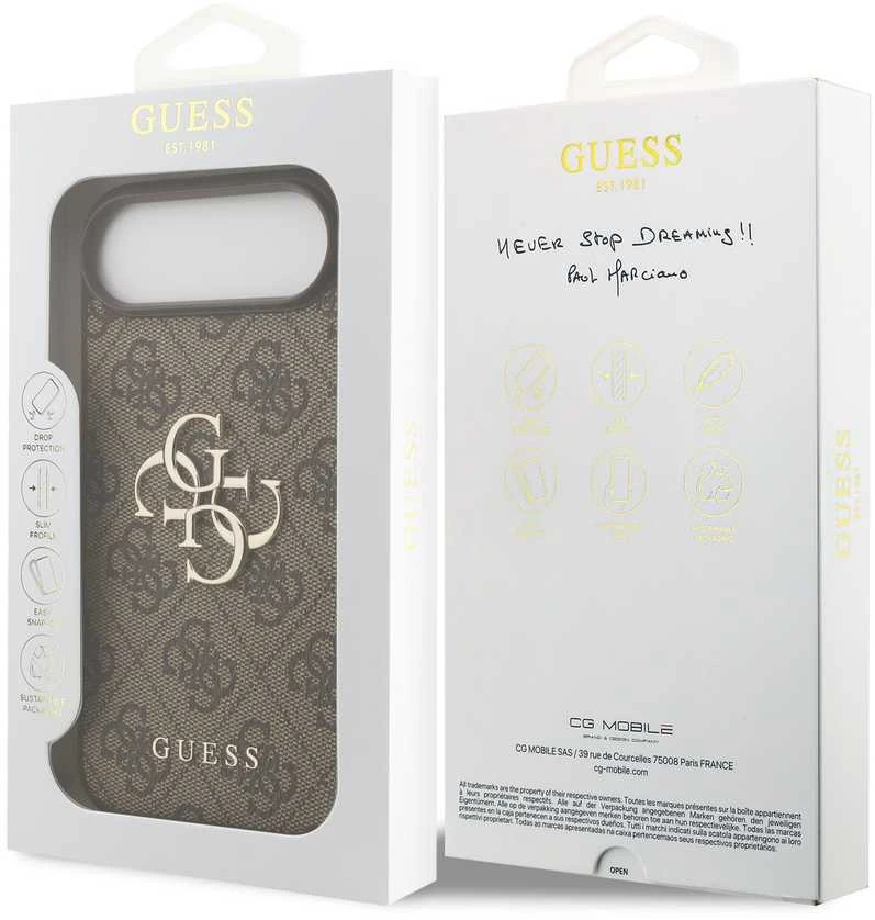 Dėklas Guess 4G Big Logo skirtas Apple iPhone 17 Air rudos spalvos
