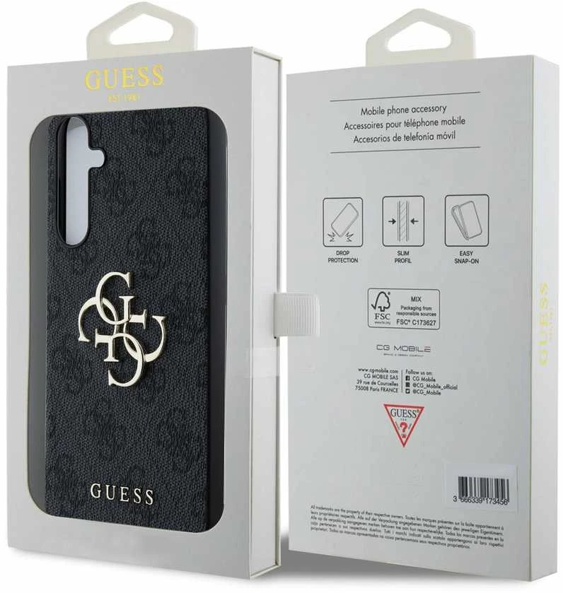 Guess 4G Big Metal Logo – dėklas skirtas samsung Galaxy A55 5G juodas