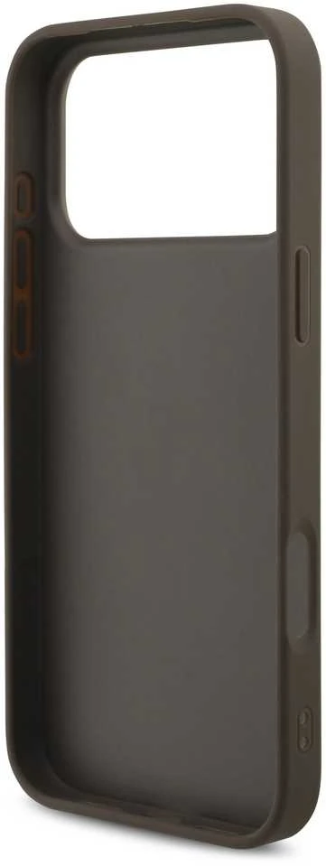 GUESS dėklas, skirtas IPHONE 17 Pro Max GUHCP17XP4GMGSW (PU su dirželiu 4G klasikinis logotipas) rudas