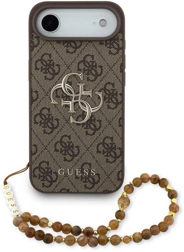 Dėklas „Guess PU 4G“ metalinis logotipo dirželis, skirtas „Apple iPhone Air“, rudos spalvos