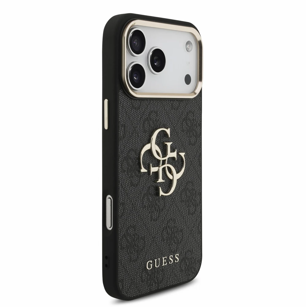 Dėklas Guess PU 4G Metal Logo Strap Case, skirta iPhone 18 Pro Max, juoda