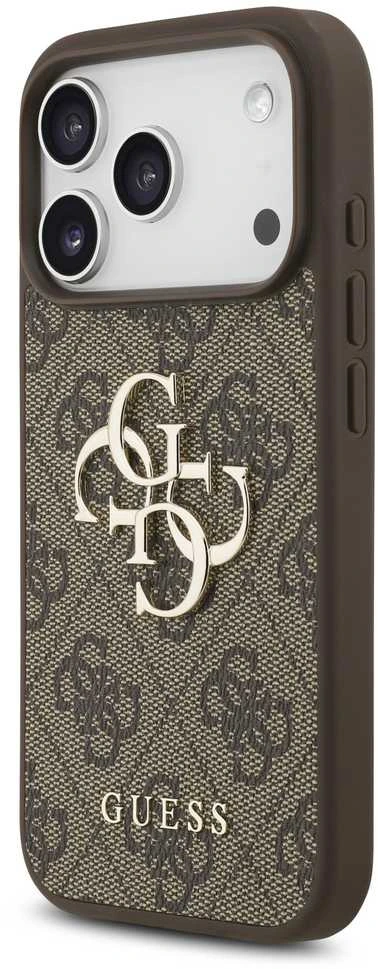 GUESS dėklas, skirtas IPHONE 17 Pro GUHCP17LP4GMGSW (PU su dirželiu 4G klasikinis logotipas) rudas