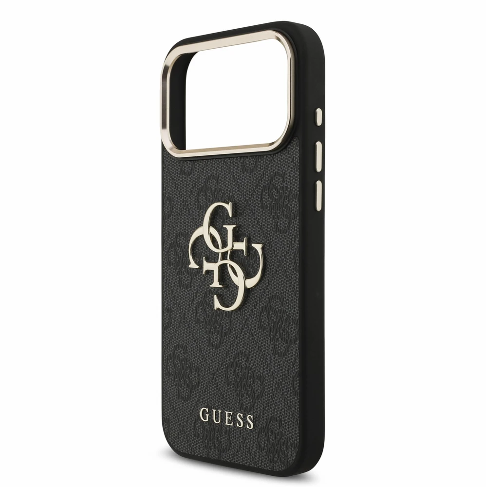Dėklas Guess PU 4G Metal Logo Strap Case, skirta iPhone 18 Pro Max, juoda